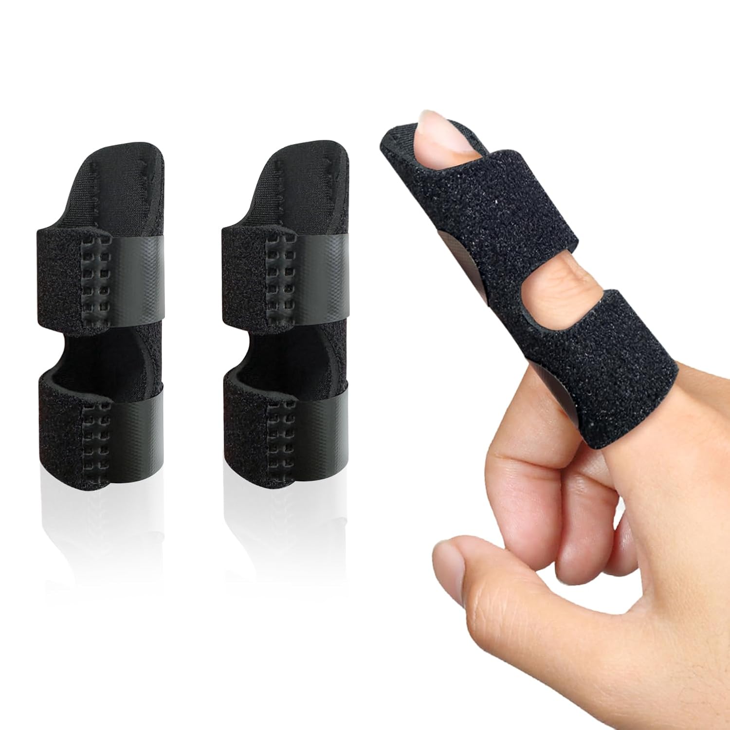 Finger Splint, Universal Trigger Finger Brace for Broken/Arthritis Pain and Sprain Relief, Splints for Middle, Index, Ring 2 Pack,Black