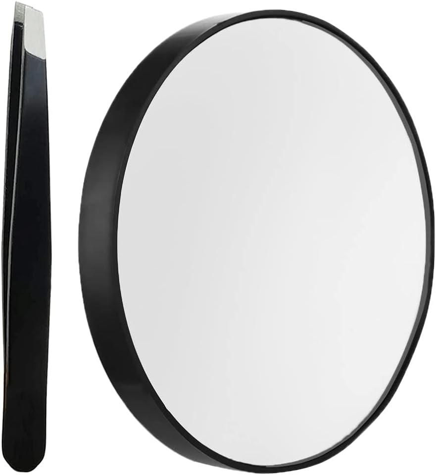 Petluno 10X Magnifying Makeup Mirror, Round Mirror 2 Suction Cups Facial Cosmetic Absorption Shaving Home Travel Essential Diameter 3.46 inches 3.5"L x 3.5"W