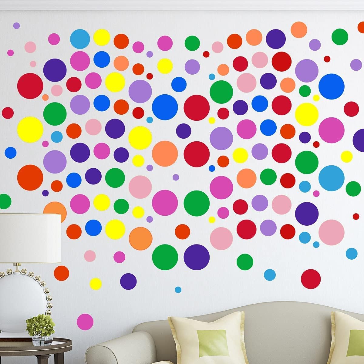 264 Pieces Polka Dot Wall Decals Circles for Vinyl Dots Stickers Set Room Kids Bedroom Nursery Playroom Classroom Decor Graphic 7 Different Size 12 Colors