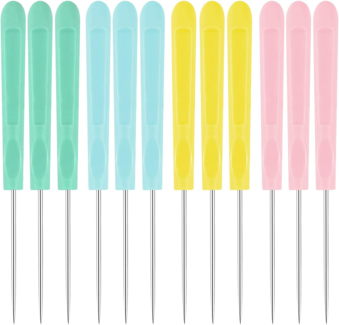 Cookie Decorating Scribe Supplies Icing Tool for Cake DIY Craft Leather Awl Sewing Stainless Steel Fondant Sugar Stir Needle Biscuit Pin Kit with Handle Baking Tool 12 Pieces