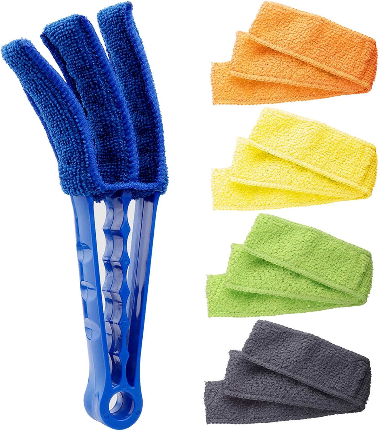 Window Blind Cleaner Duster Brush with 5 Microfiber Sleeves - Blind Cleaner Tools for Window Shutters Blind Air Conditioner Jalousie Dust