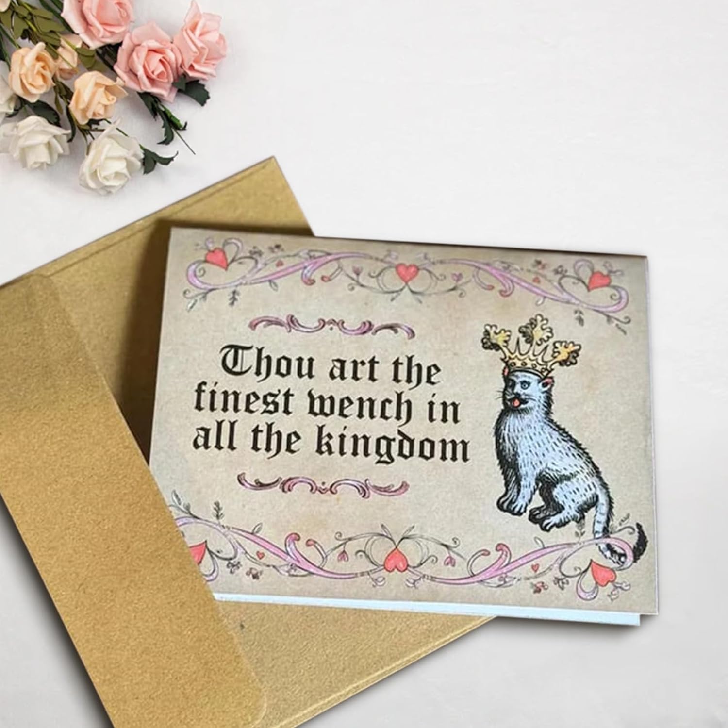 Medieval Valentine's Cards, Funny Medieval Love Car with Handwritten Manuscript Art, Valentine's Card with Chivalry Meets for Couples & Medieval Art Enthusiasts 6pcs
