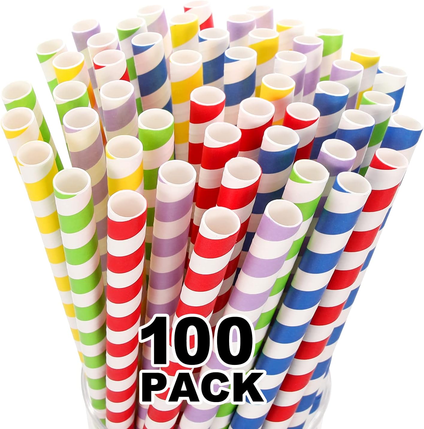 100 Pack, Extra Wide Paper Smoothie, Boba Straws - 10 mm Wide Biodegradable Straws for Bubble Tea Tapioca, Boba Pearls , Milkshakes, Jumbo Drinks - Shower, Wedding Party Supplies Decorations