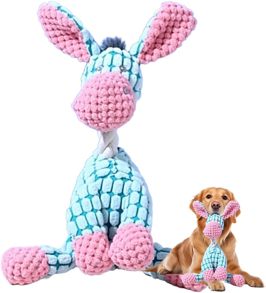 2026 New Dog Toys, Indestructible Plush Toy for Aggressive Chewers, Interactive Squeaky Soft Puppy Chew Toy, Durable Teething Toys Small Medium Large Dogs Sky Blue