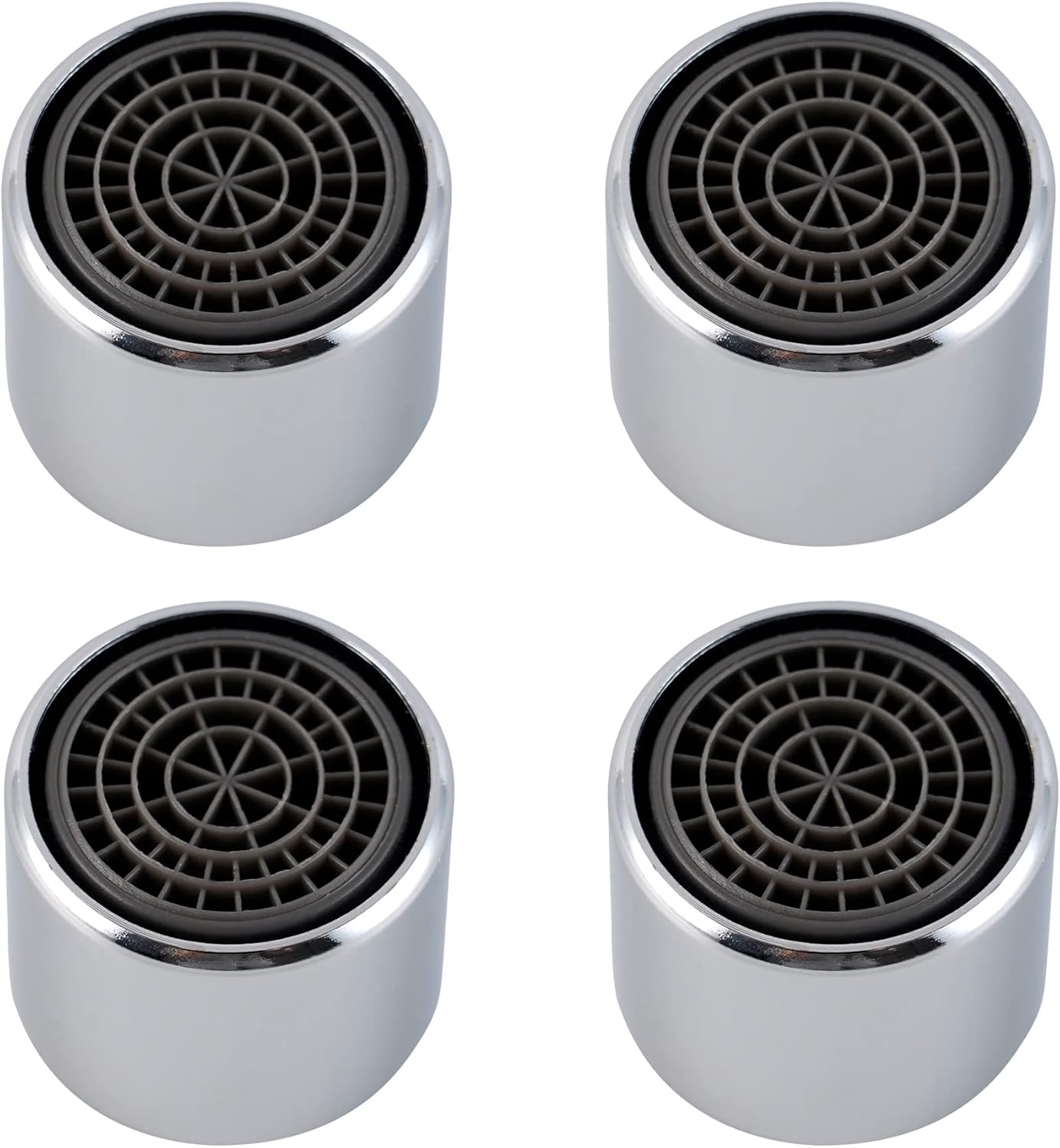 4 Pack Faucet Aerator, Kitchen Sink Aerator Shell with Built-in Filter, 55/64 Female Thread Bathroom Faucet Filter, Splash-Proof, Chrome Finish
