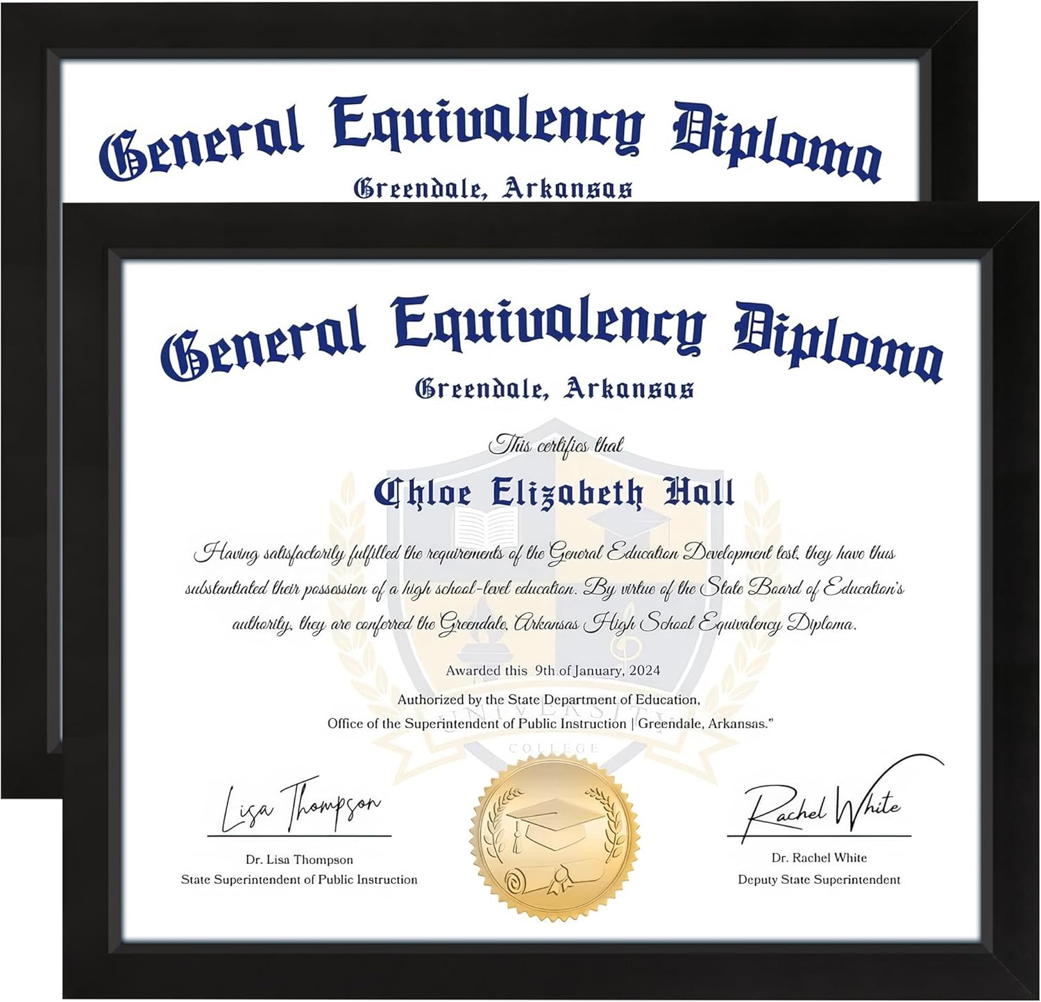 8.5x11 Diploma Frame, Black Picture Frame with Clear Plexiglass, 2 Pack Certificate Frame for Tabletop or Wall Display, 8.5x11 Document Frame, High School Diploma Frames