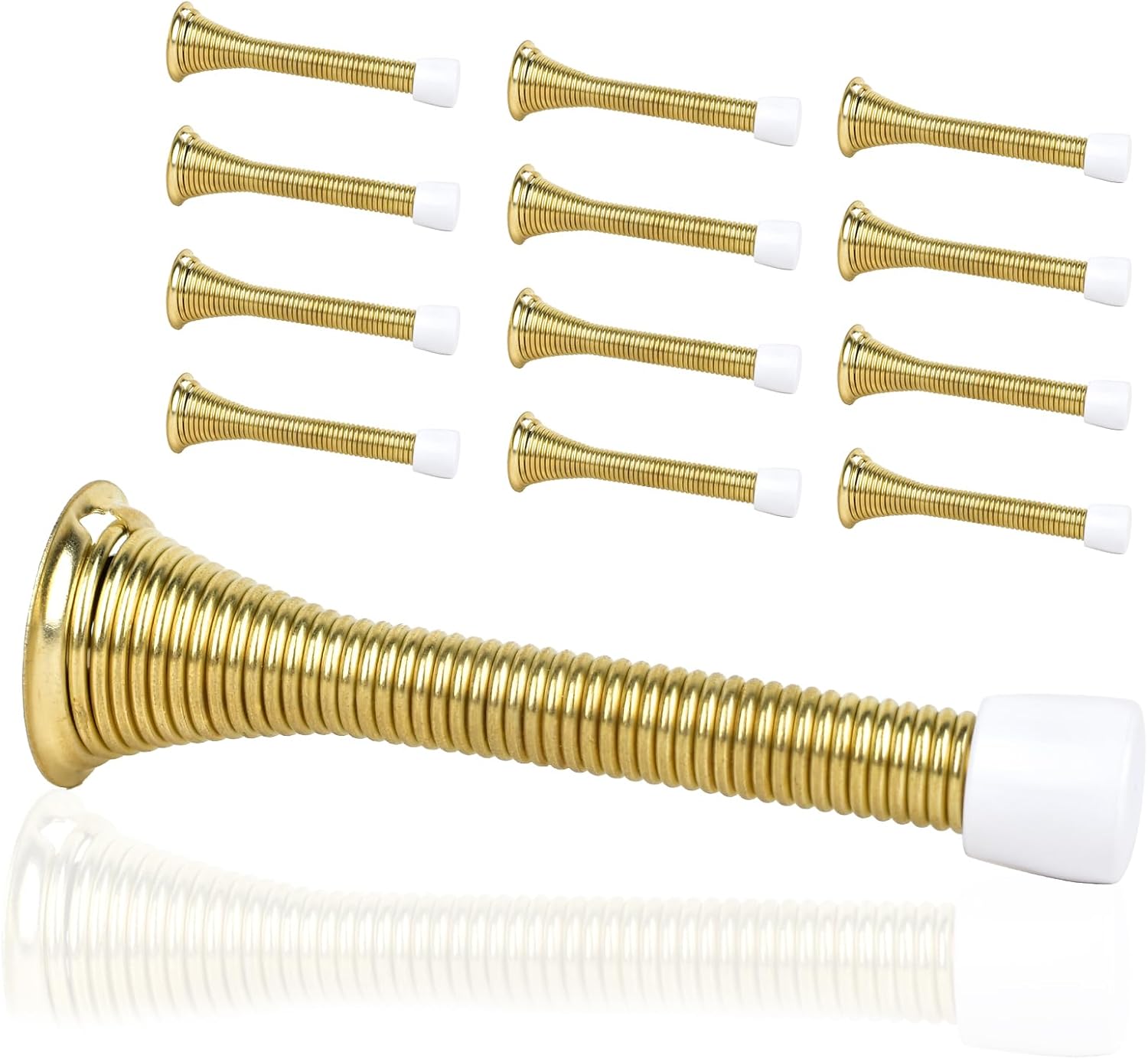 Spring Door Stoppers, 12 Pack Door Stops Wall Protector, Doorstops for Inside Door with 6 Rubber Bumper Gold