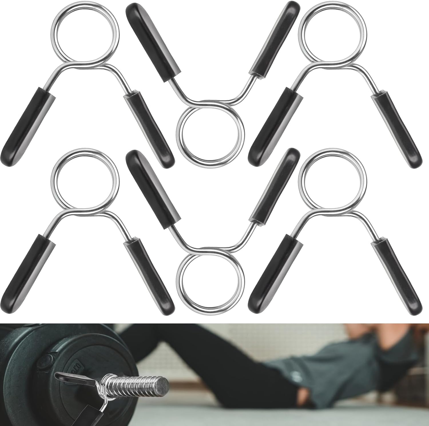 Spring Clip Collars 1 Inch Olympic Barbell Clamps Dumbbell Clips Weight Bar Clips for Weightlifting, Powerlifting, Strength Training