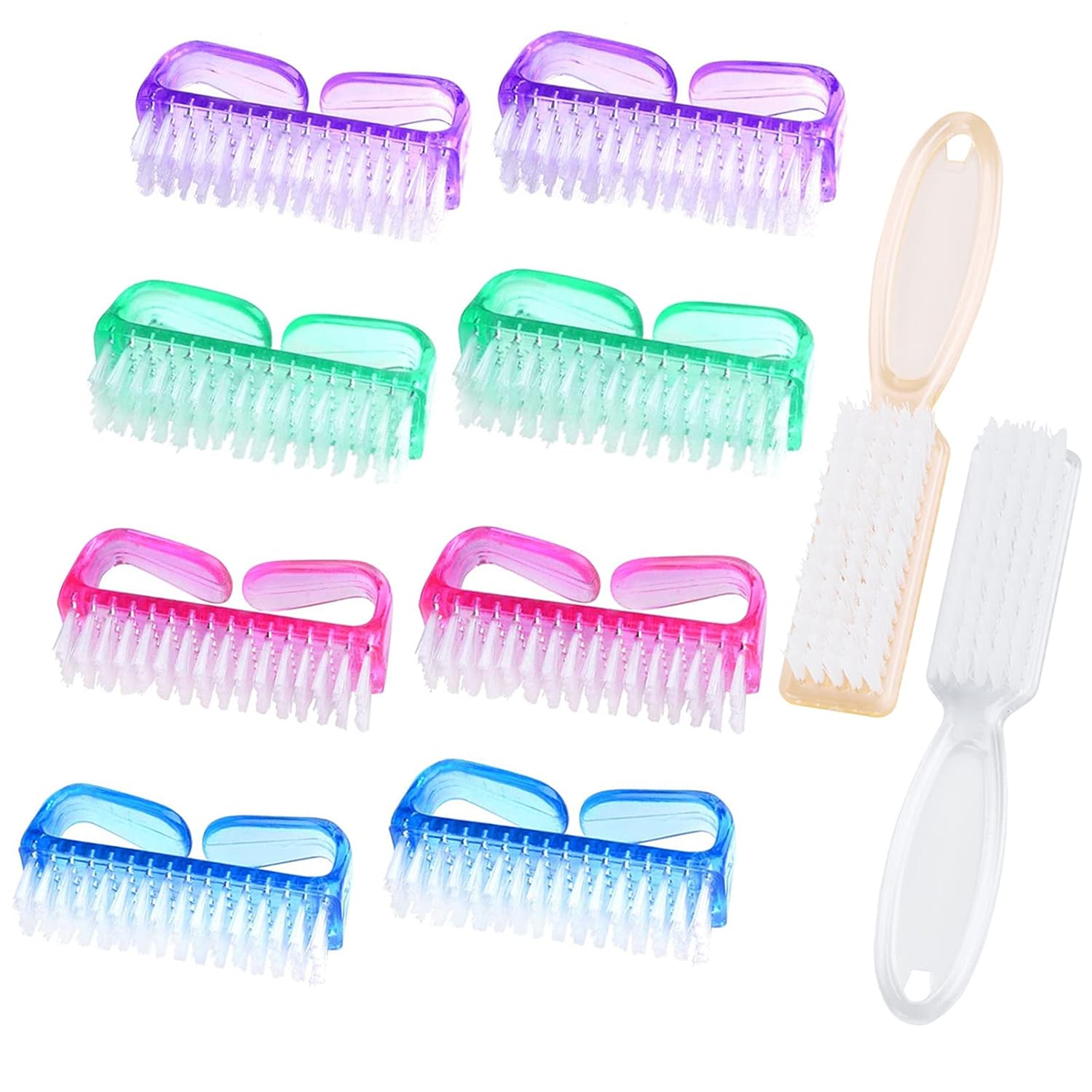 10 Pcs Handle Grip Nail Brush, Hand Fingernail Scrub Cleaning Brushes for Toes and Nails Cleaner, Pedicure Scrubbing tool kit for Men and Women Multicolor