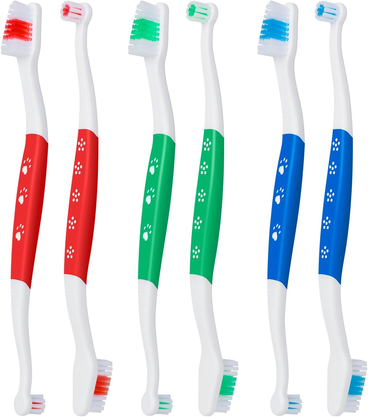 Petluno Pet Toothbrush for Dogs, Cats, Double Headed with Soft Bristles, Easy Teeth Cleaning, Non Slip Dog Toothbrushes in Bulk Pack of 6 6 Pcs