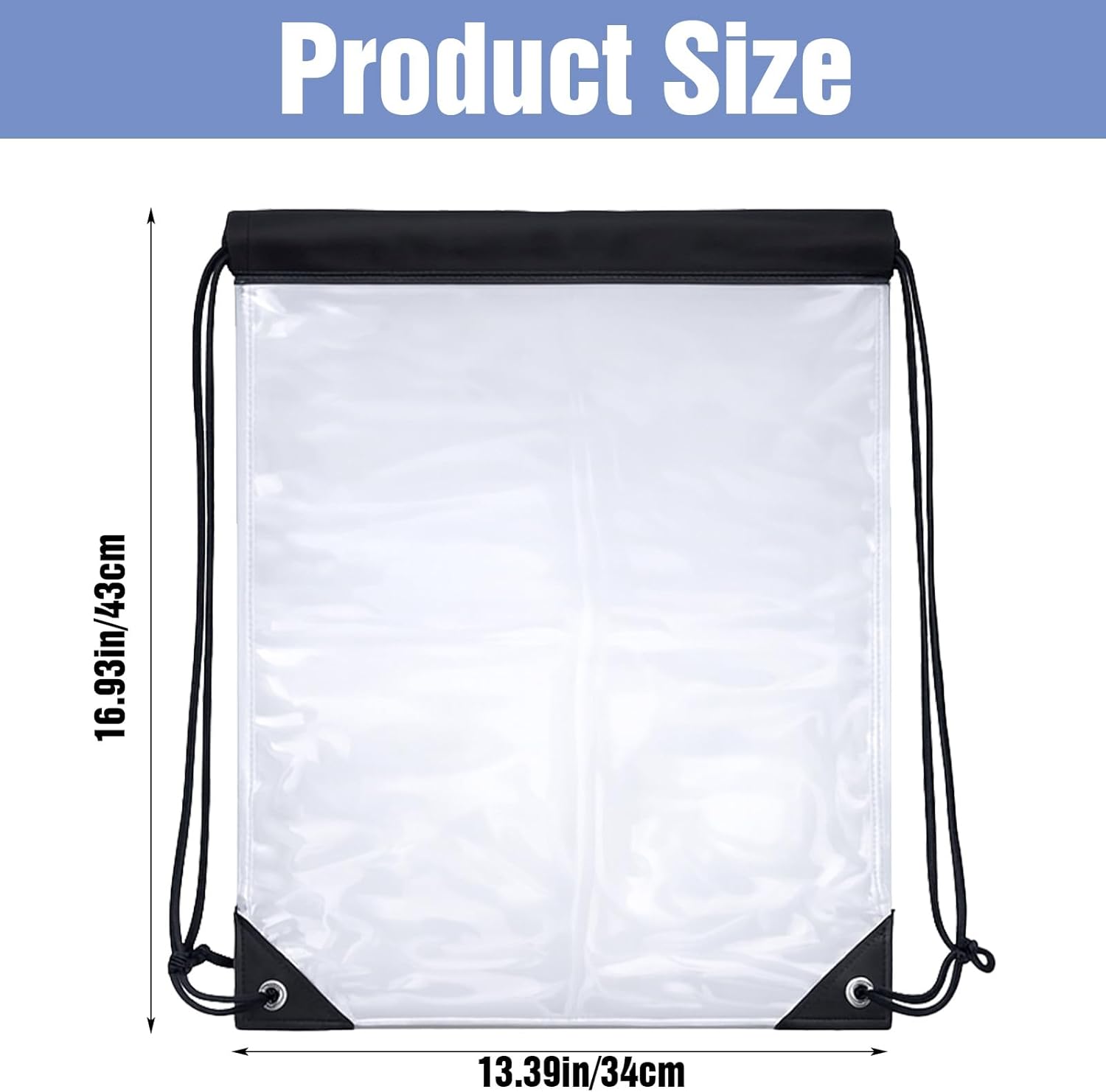 2 Pcs Clear Backpack for Stadium Events, Waterproof PVC Drawstring See Through Bag for Men and Women, Ideal for Gym Stadium Events Concert Colleges Work Festivals Travel Shopping 17x13 Inch