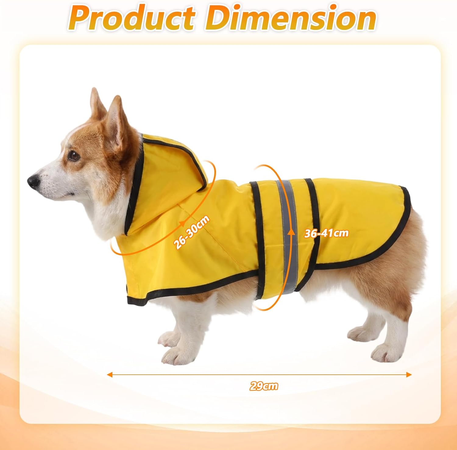 Dog Raincoat with Hood, Rain Jacket for Dogs Waterproof with Reflective Safety Hooded Slicker Poncho, Convenient Leash Hole & Adjustable Fit, Perfect for Small, Medium, and Large Dogs Yellow M Size