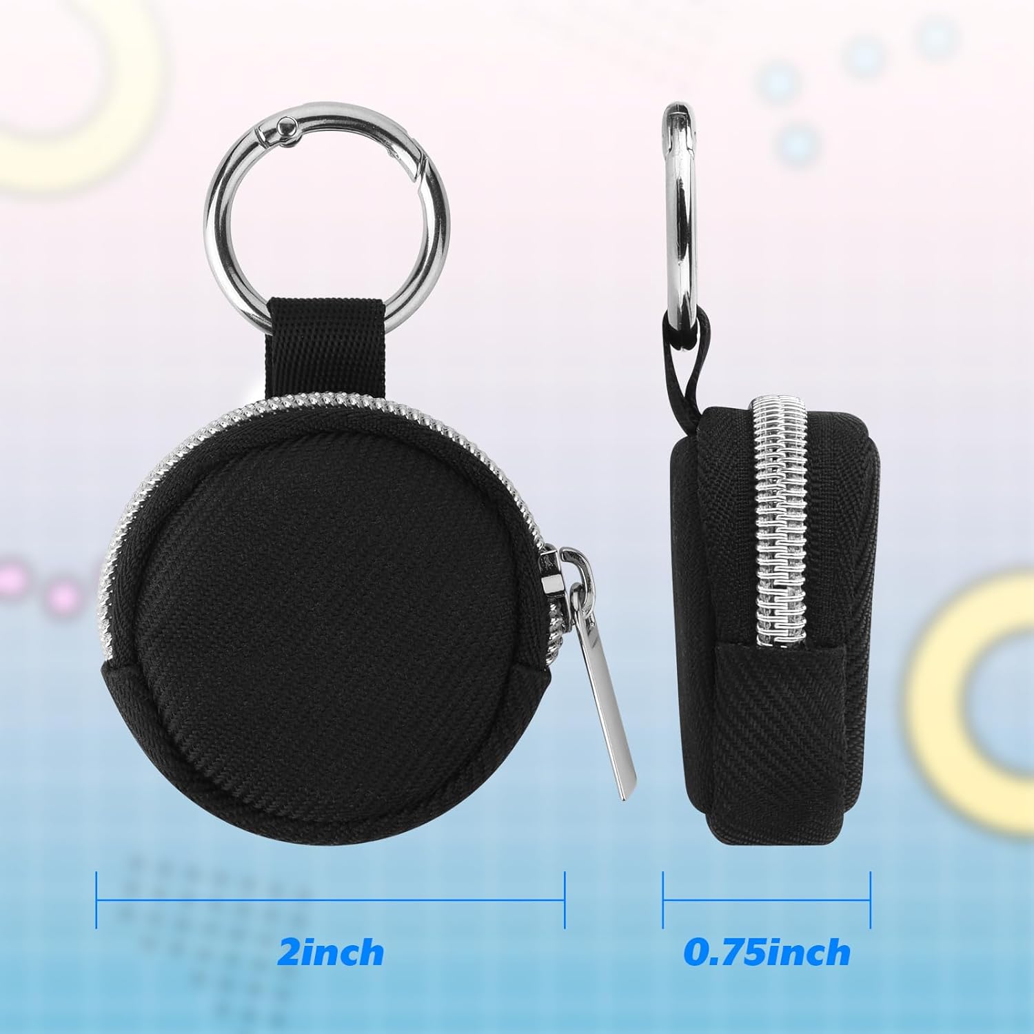 Homakover Portable Ring Organizer Case with Keychain, Traveling Ring Holder Storage Bag, Anti-Lost Keychain Container for Rings, Jewelry 1, Black