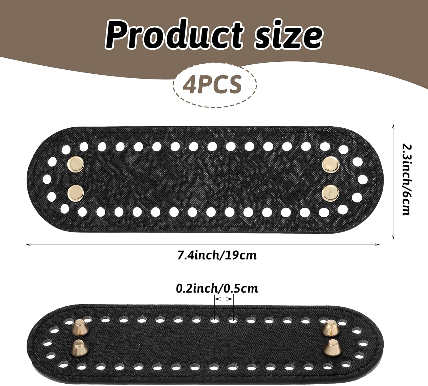4 Pcs Black Purse Bottom for Crochet Bag Base Pu Leather Bag Bottom Base Leather Long Oval Purse Bottoms Making Supplies with Holes for DIY Crochet Bags Shoulder Bags Craft Making Black
