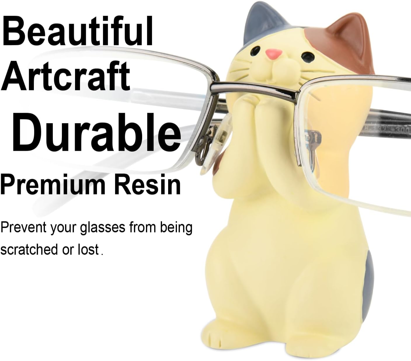 Creative Glasses Holder Stand for Desk, Cute Cat Eyeglasses Holder Display Stand, Sunglasses Spectacle Display Rack, Fun Resin Glasses Keeper Optical Accessories, Nightstand Home Office Desk Decor Cat