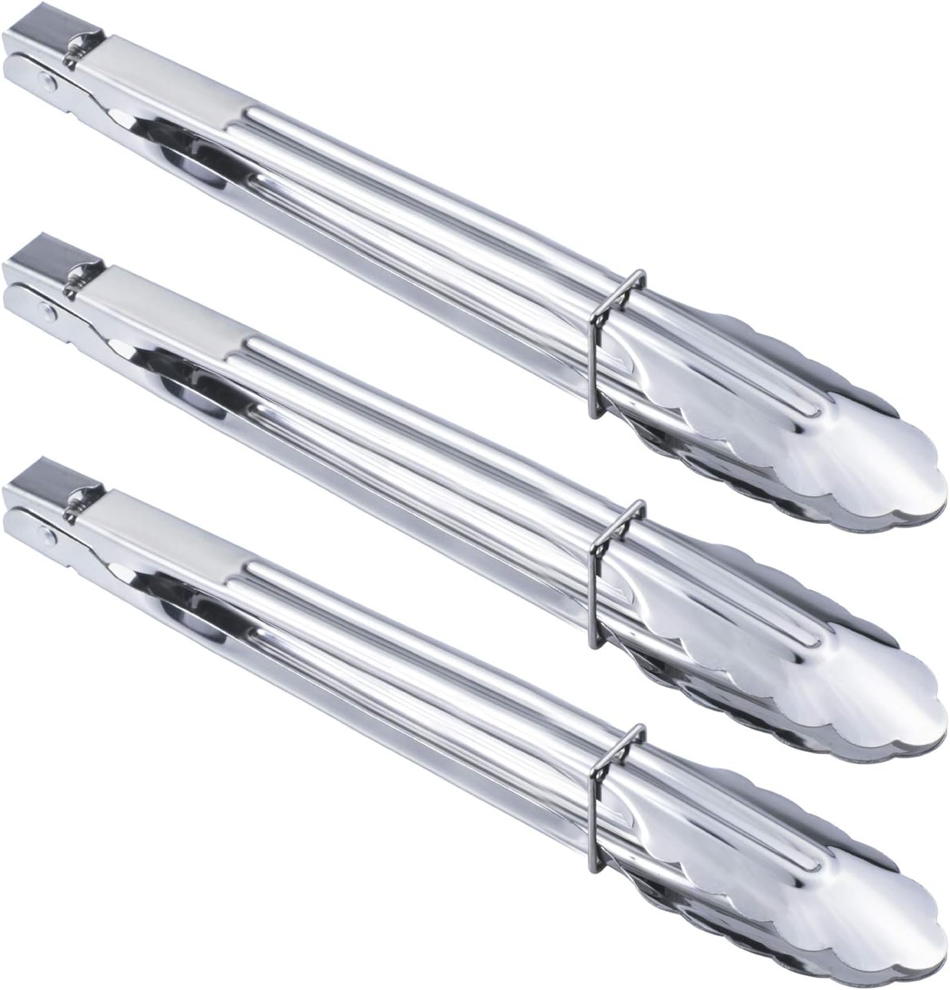 Stainless Steel Serving Tongs Grilling Tongs for Cooking Camping Barbecue 12-Inch 3 Pieces