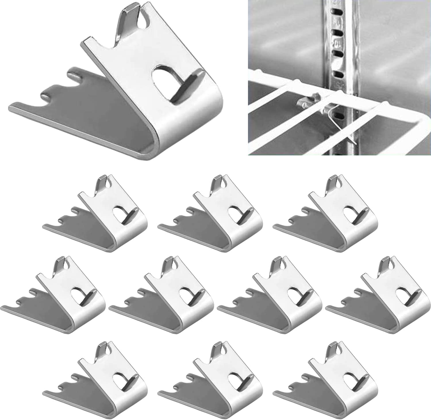 920158 Freezer Shelf Clip,Stainless Steel Shelf Clip for Refrigerator,Freezer Cooler Shelf Support,Replacement Shelf Square Buckles Clips 10