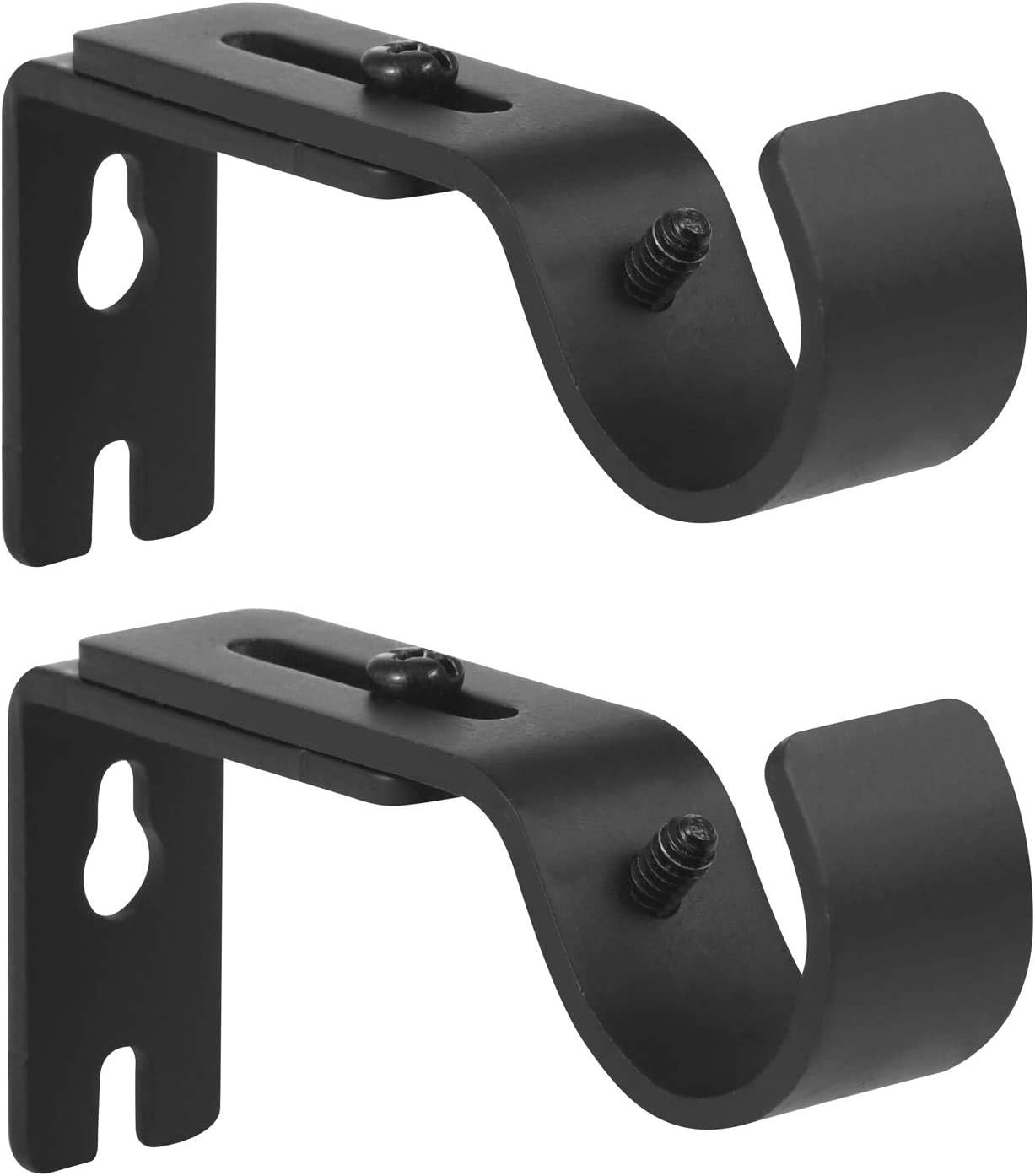 Heavy Duty Adjustable Curtain Rod Brackets and Holders - For 1 1/8 Inch & 1 1/4 Inch Rod, 2 PCS Black