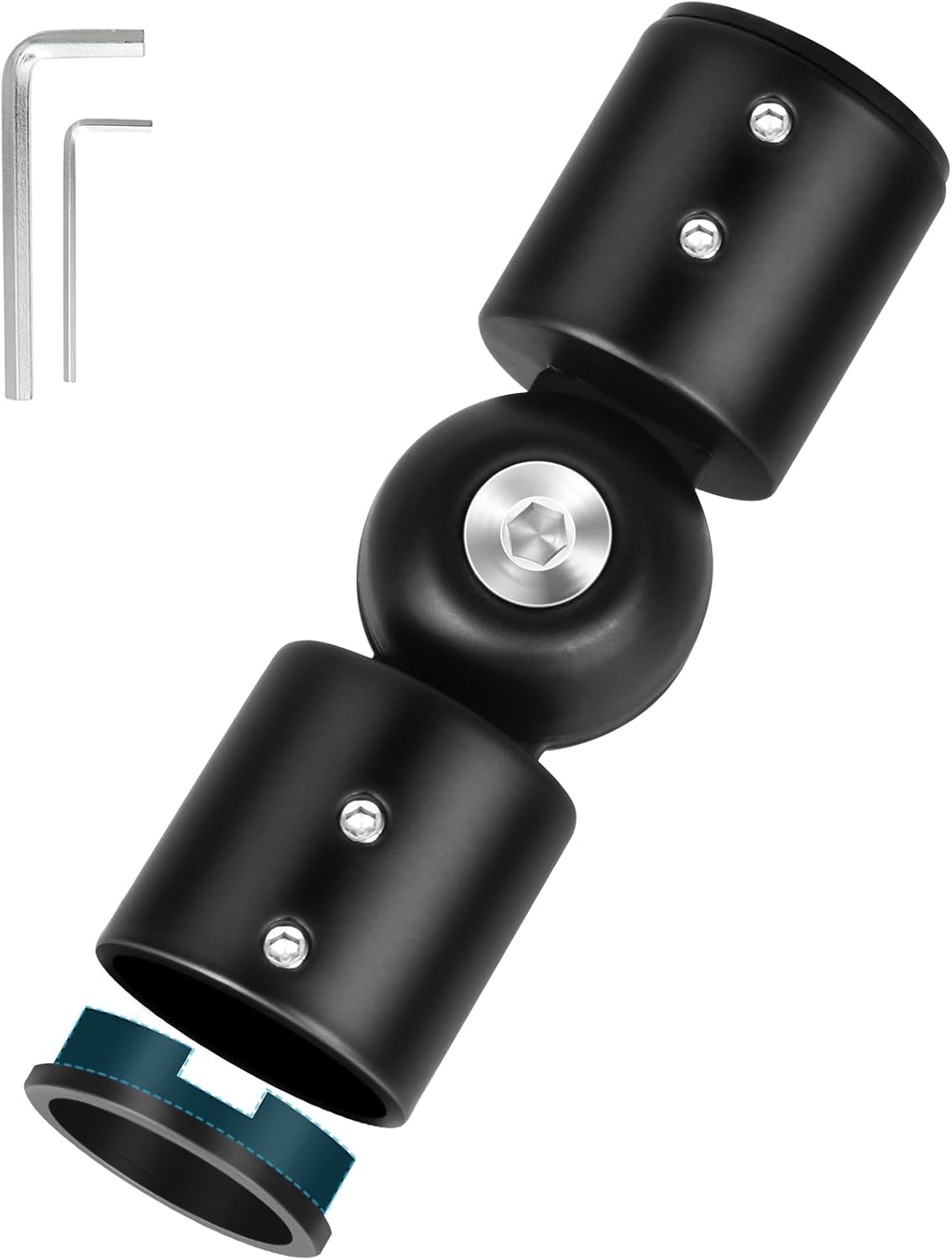 Curtain Rod Corner Connector Heavy Duty Hinged Elbow Connector, Adjustable Corner Curtain Rod Connector for 1 Inch Bay Window Curtain Rods, Black 1 Pack