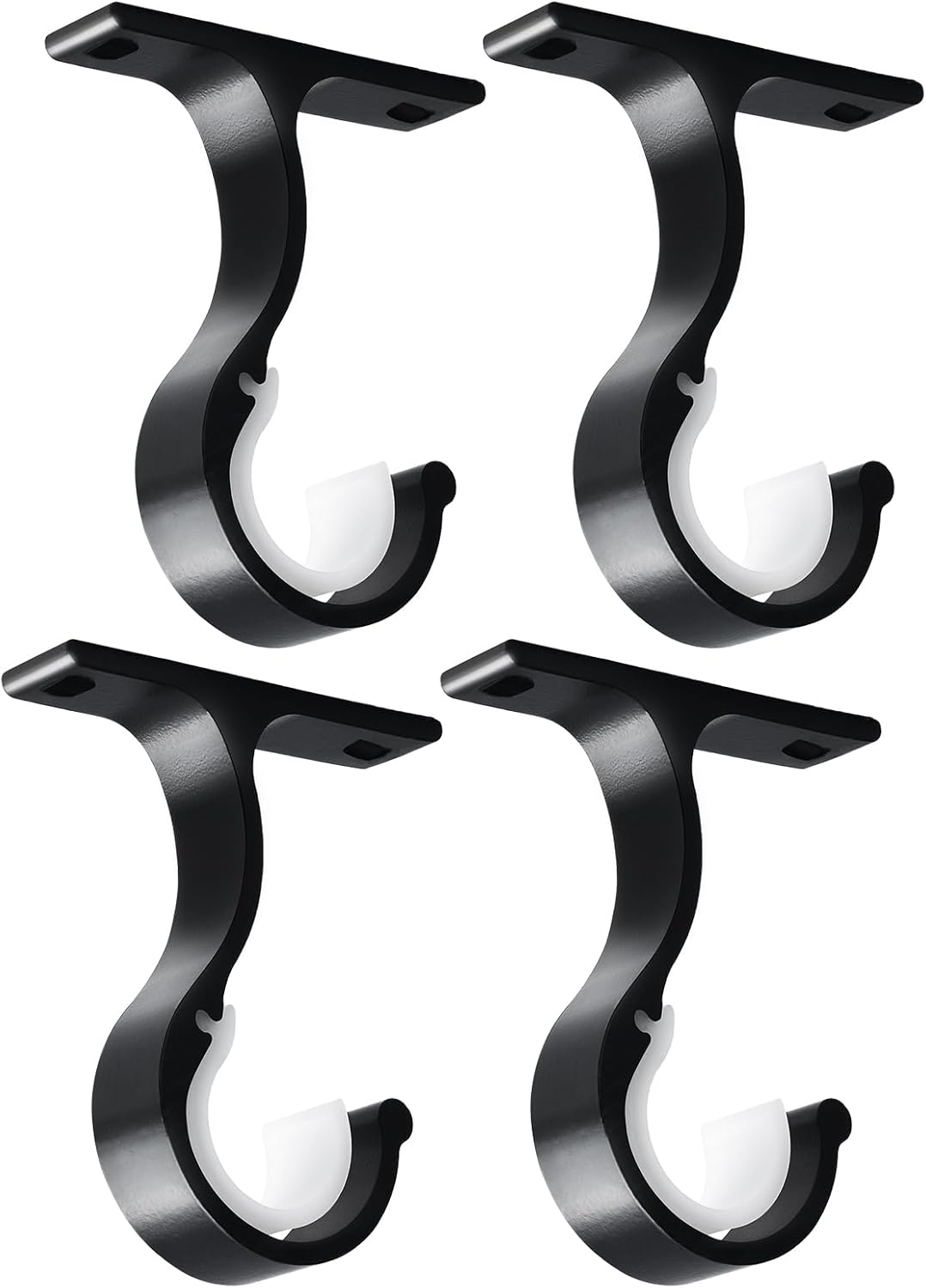 Ceiling Curtain Rod Bracket, 1 Inch Heavy Duty Curtain Rod Holders Brackets, 4 Pack Black Ceiling Hooks Hangers for Drapery Closet Pole