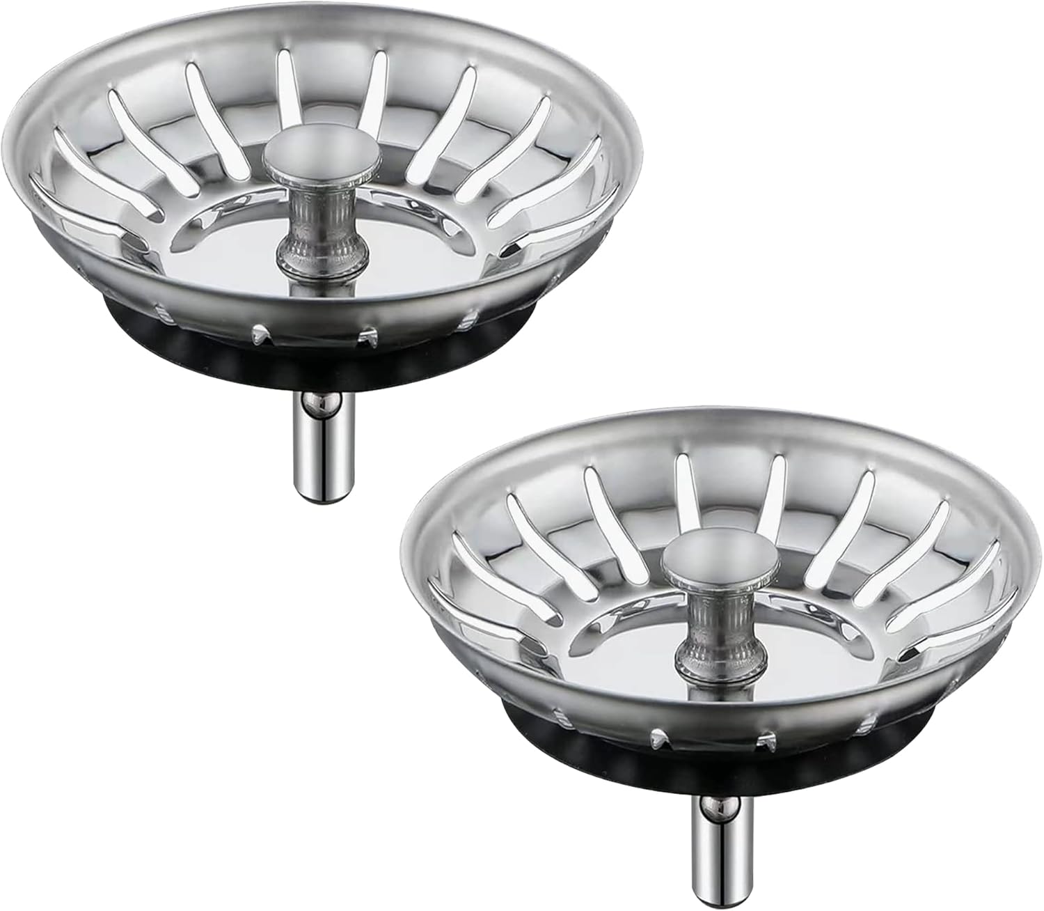 2 Pack Kitchen Sink Strainer - Sink Drain Stopper - Kitchen Sink Plug with Anti-Clogging Basket - Bouchon Evier Cuisine - Compatible with 79–83mm Inner Diameter