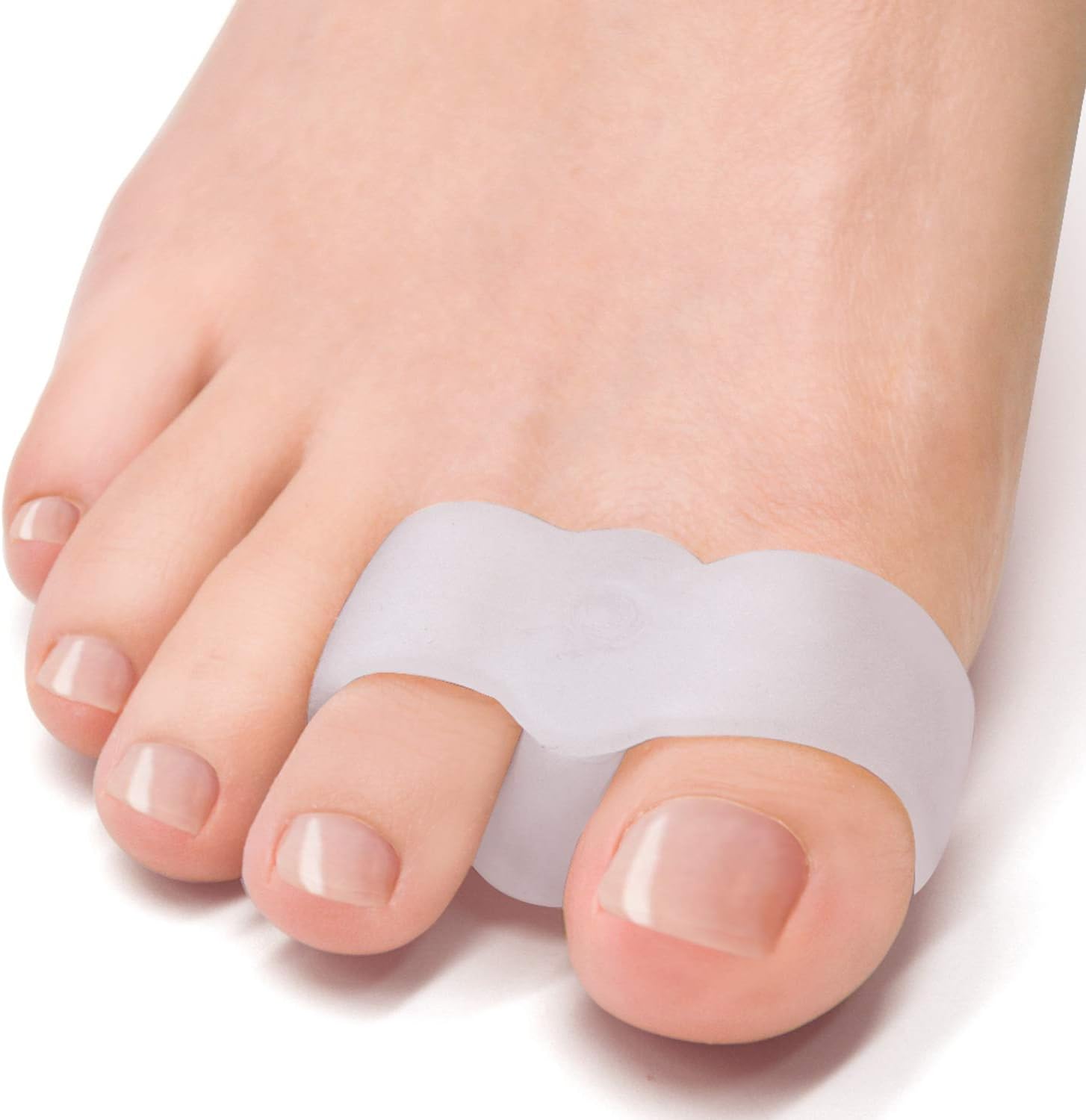 Pack of 12 Bunion Corrector, Toe Separators with 2 Loops, Big Toe Space Suitable for Bunion Pain Relief and Separating Overlapping Toes White