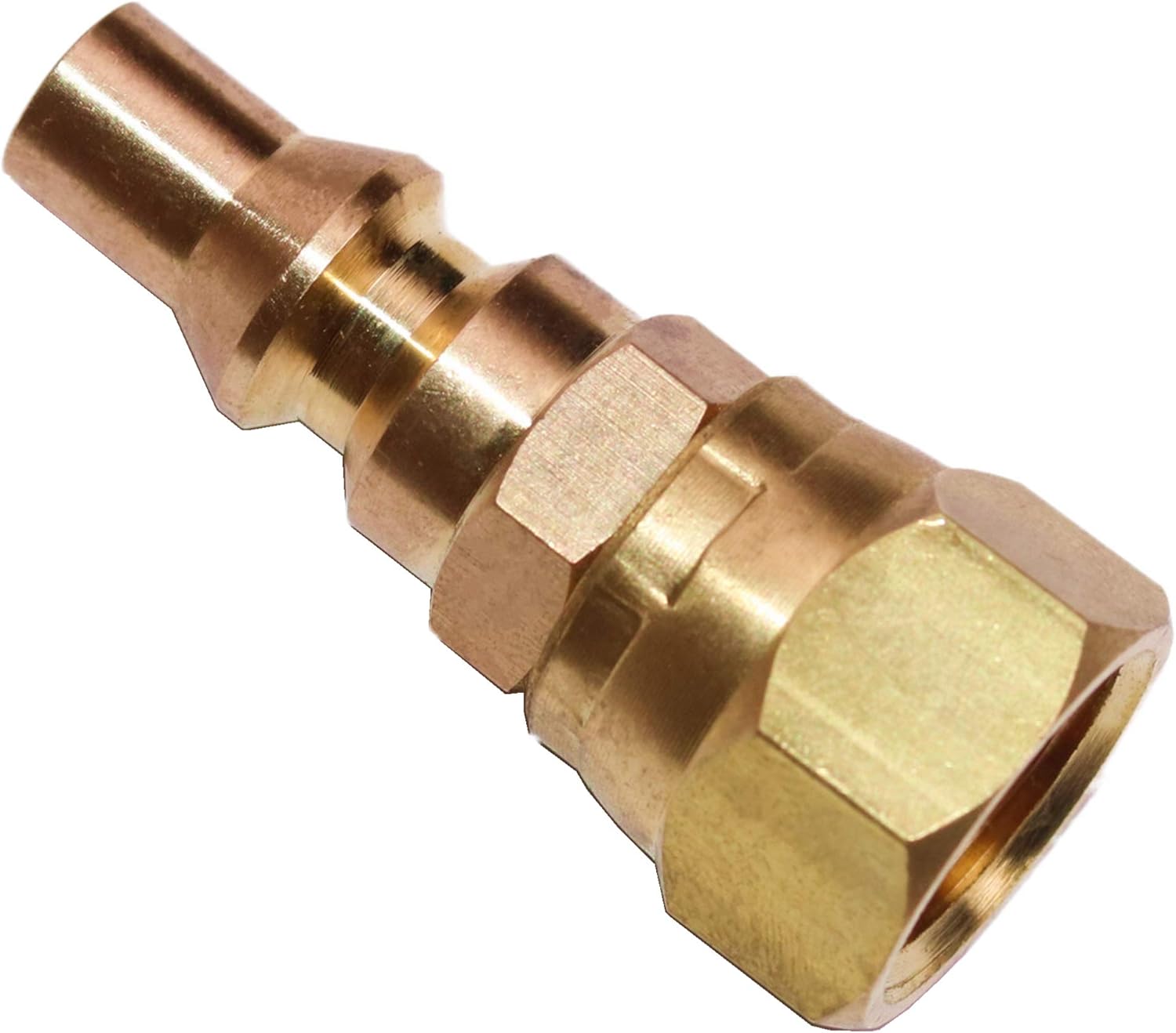 1/4'' RV Propane Quick Connect Fittings for Connecting Low Pressure Gas Appliance Heater Grill Fire Pit and RV Quick Connect, 1/4" quick key connect plug x 3/8" Female Flare