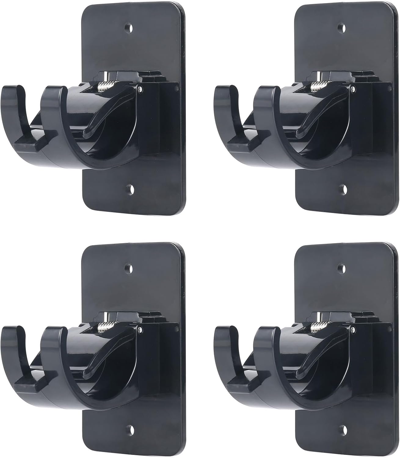 4Pcs Self-Adhesive Curtain Rod Clips, Universal Plastic Curtain Rod Clips, No Drilling,for C urtain Rods up to 40mm Black Curtain Rod Not Included