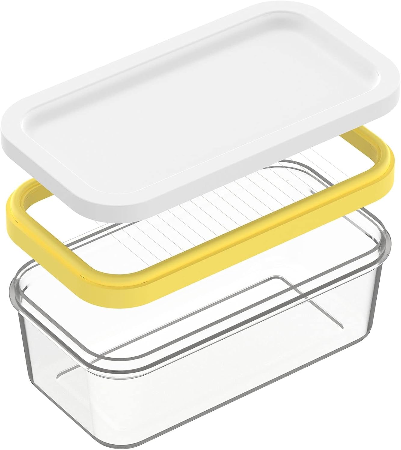 Butter Slicer Cutter with Storage Container, Stick Butter Dish with Lid for Fridge, Easy Cutting Two 4oz Sticks Not Airtight, Small