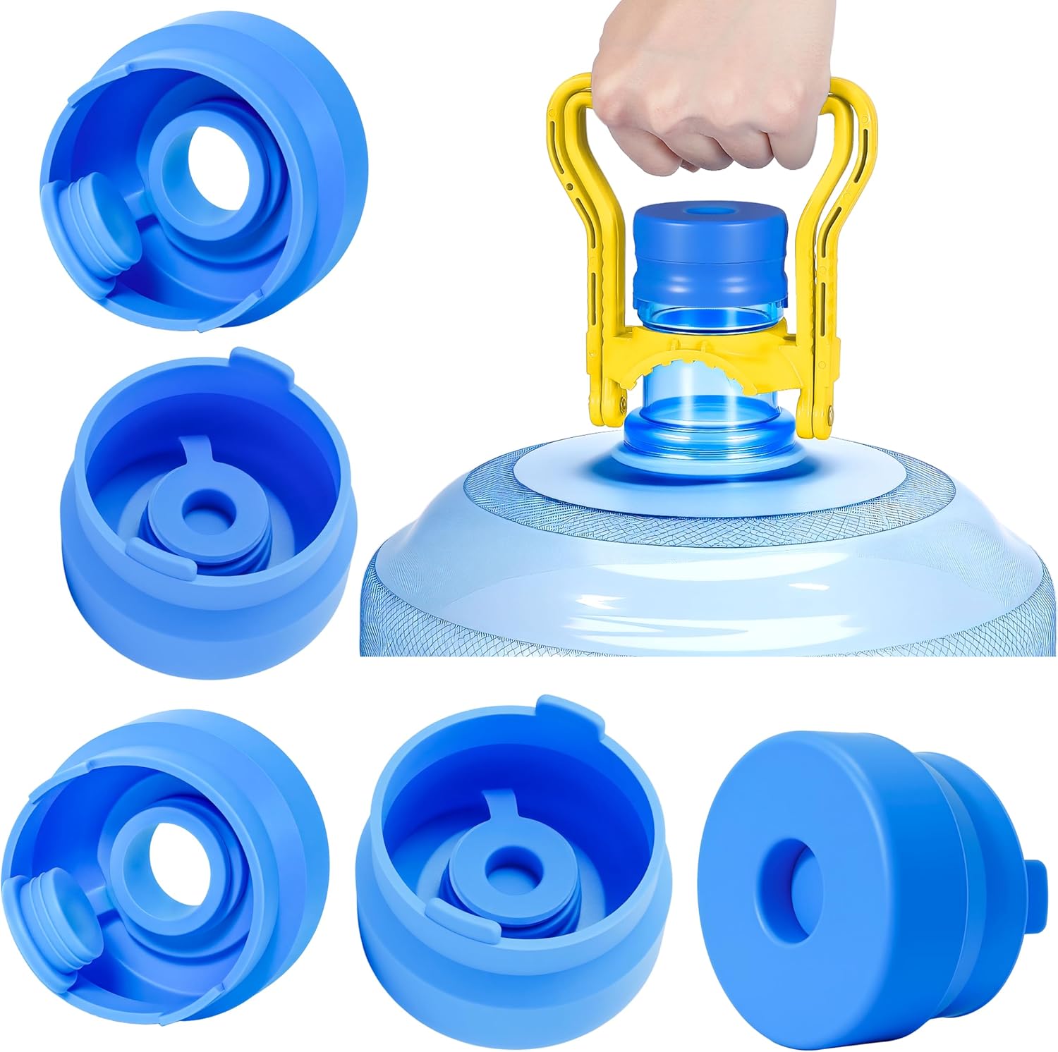 5 Pack 5 Gallon Water Jug Cap,Silicone Reusable Replacement Cap, Non Spill Bottle Caps for 55mm Bottle Water Dispenser Caps