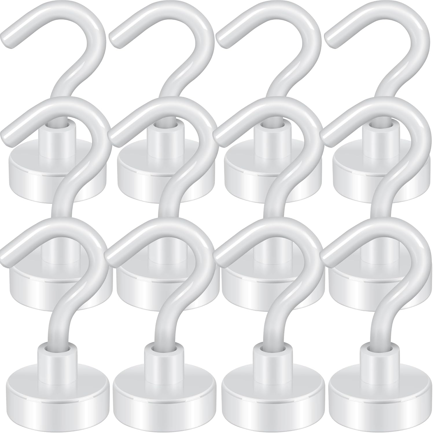 Magnetic Hooks, Cruise Ship Essentials, 30lb+ Heavy Duty Magnetic Hooks for Cruise Cabins, Refrigerator, Grill, Hanging, and Travel | Extra Strong Must-Haves Magnet Hook White,Pack of 12