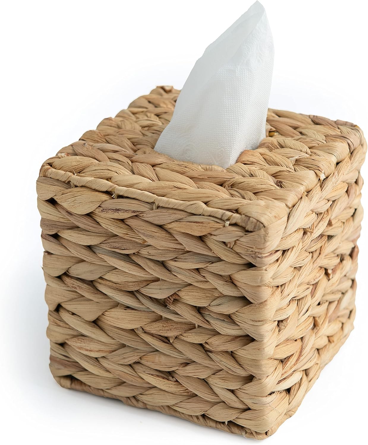 Tissue Box Holder - Square- Rattan Wicker Tissues Cube Box Cover -Boho Decorative Woven Facial Tissue Holder on Table and Barthroom Square