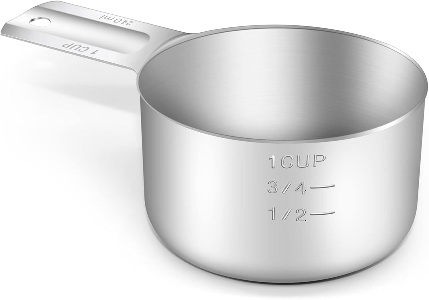 1PCS 1Cup 240ml, 8oz Single Measuring Cup, Stainless Steel Measure Scoop, Metric and US Measurement, Dishwasher Safe