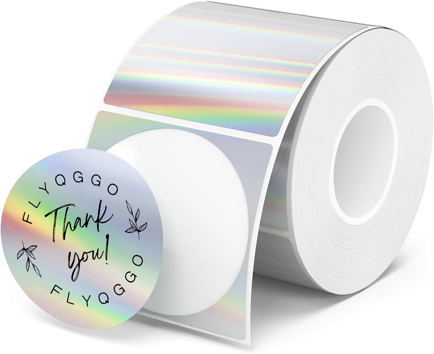 2 inch Round Holographic Thermal Sticker Labels, Waterproof & Rainbow Wave & Glitter Design, for Price/Name Tag, Barcode, DIY Custom Logo Design, Sliver 200Pcs/Roll