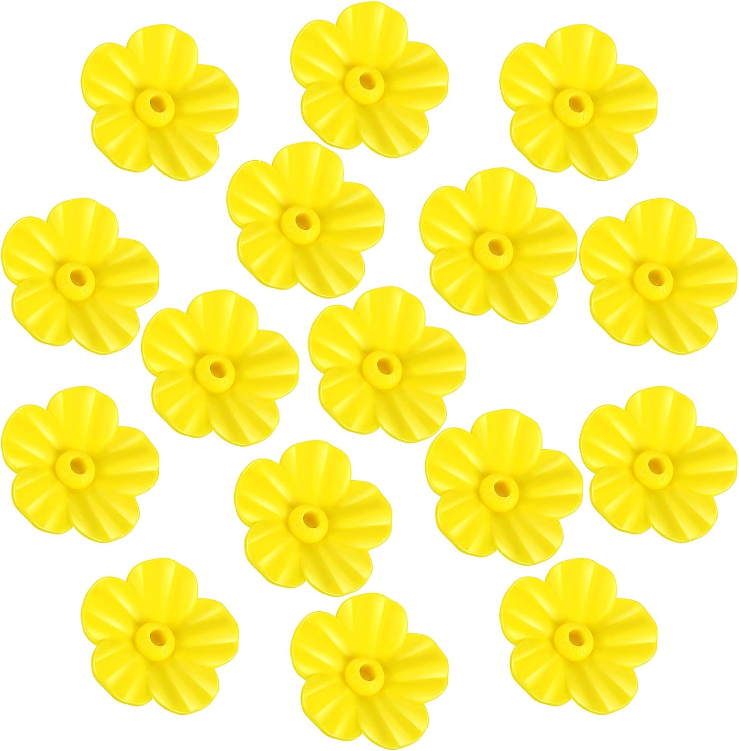 16 Pieces Hummingbird Feeders Replacement Flowers, Feeding Ports Pet Bird Feeder Replacement Parts Bee Guards for Outdoors Hanging Hummingbird Feeder, Fit in 7 mm/ 0.28" Holes Yellow