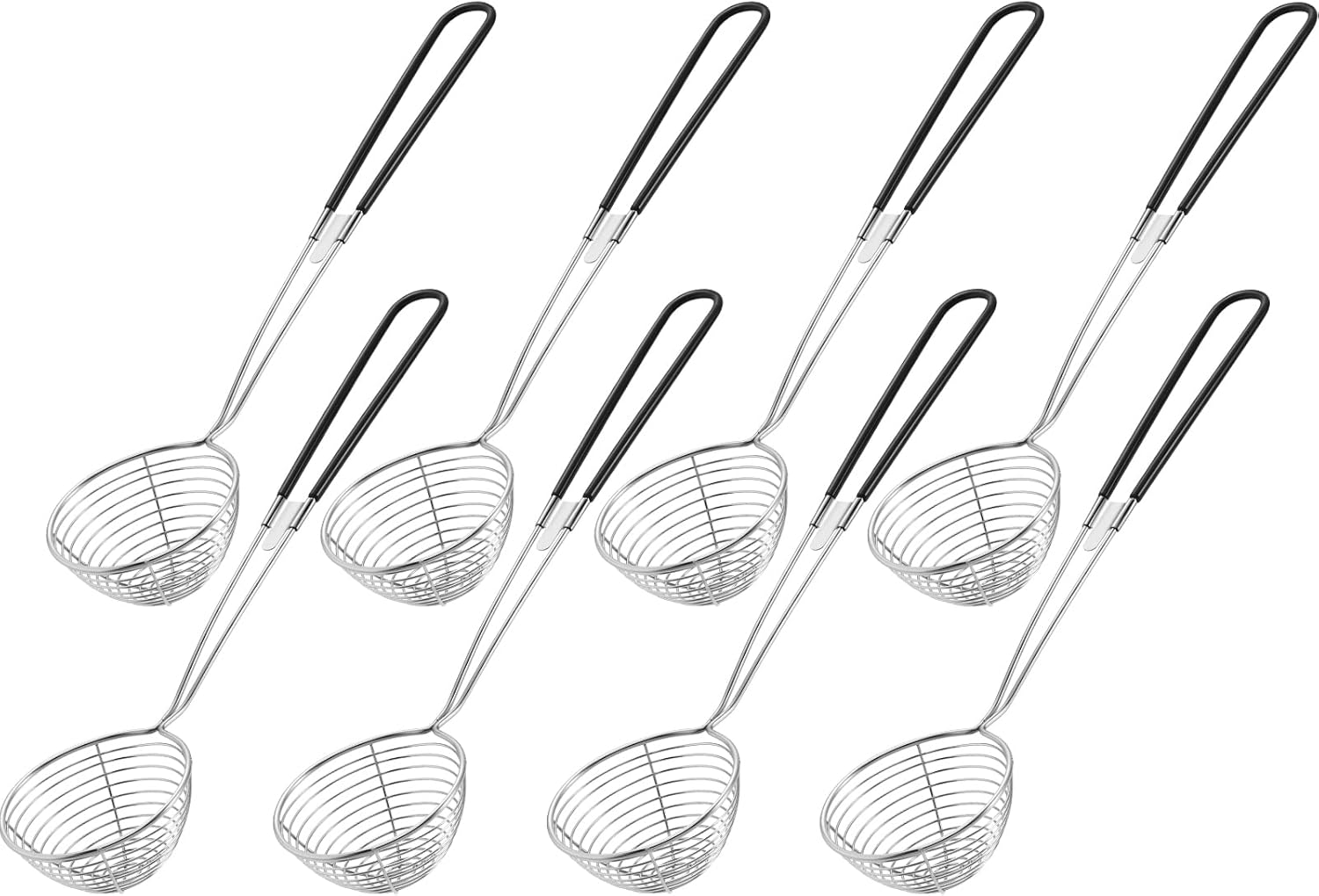 8 Pieces Hot Pot Strainer Scoops, Stainless Steel Hot Pot Strainer Spoons 2. 5 Inch Mini Mesh Skimmer Spoon Asian Ladle with Handle for Home, Black
