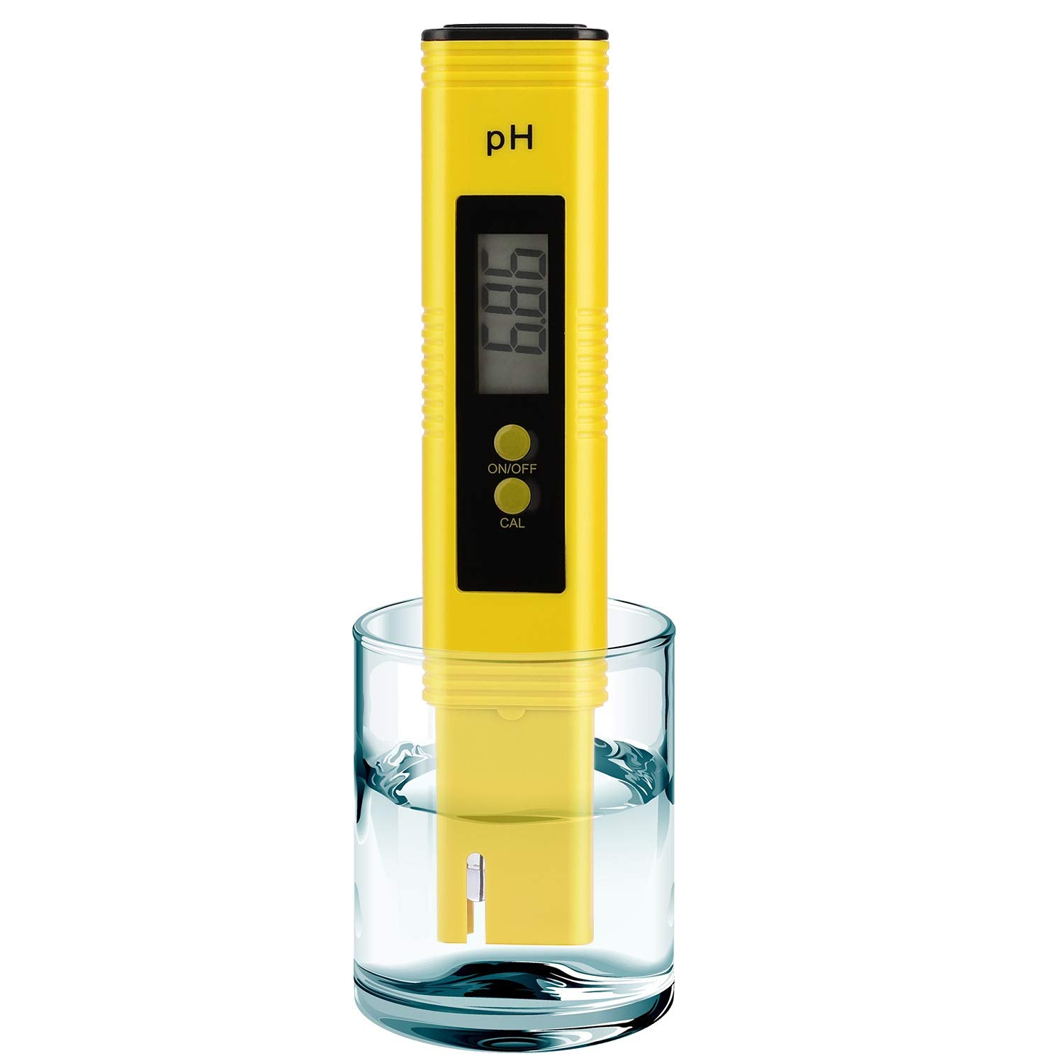 PH Meter for Water Hydroponics Digital PH Tester Pen 0.01 High Accuracy Pocket Size with 0-14 PH Measurement Range for Household Drinking, Pool and Aquarium Yellow