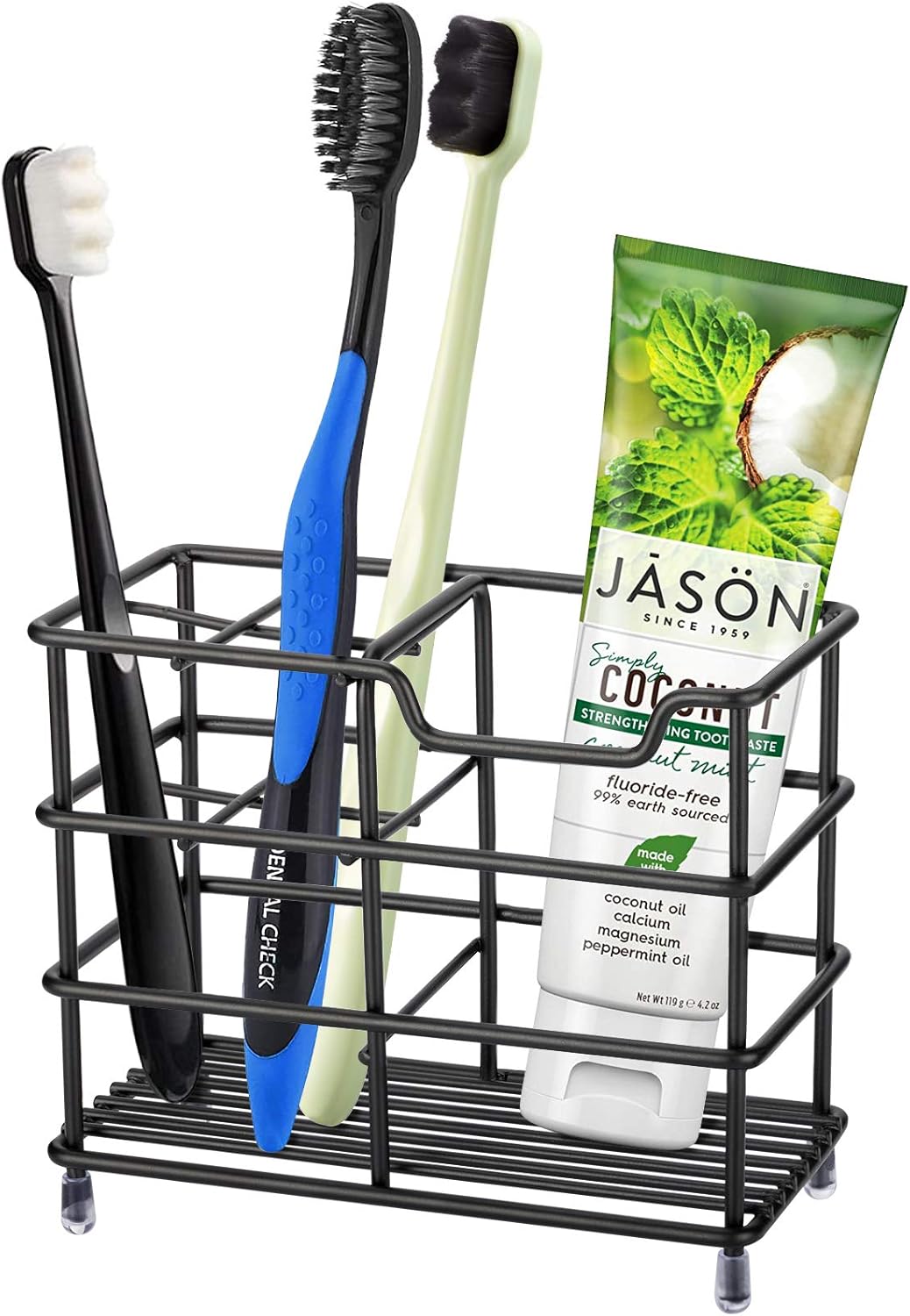 304 Stainless Steel Bathroom Toothbrush Holder Toothpaste Holder Stand Bathroom Accessories Organizer Black, Small
