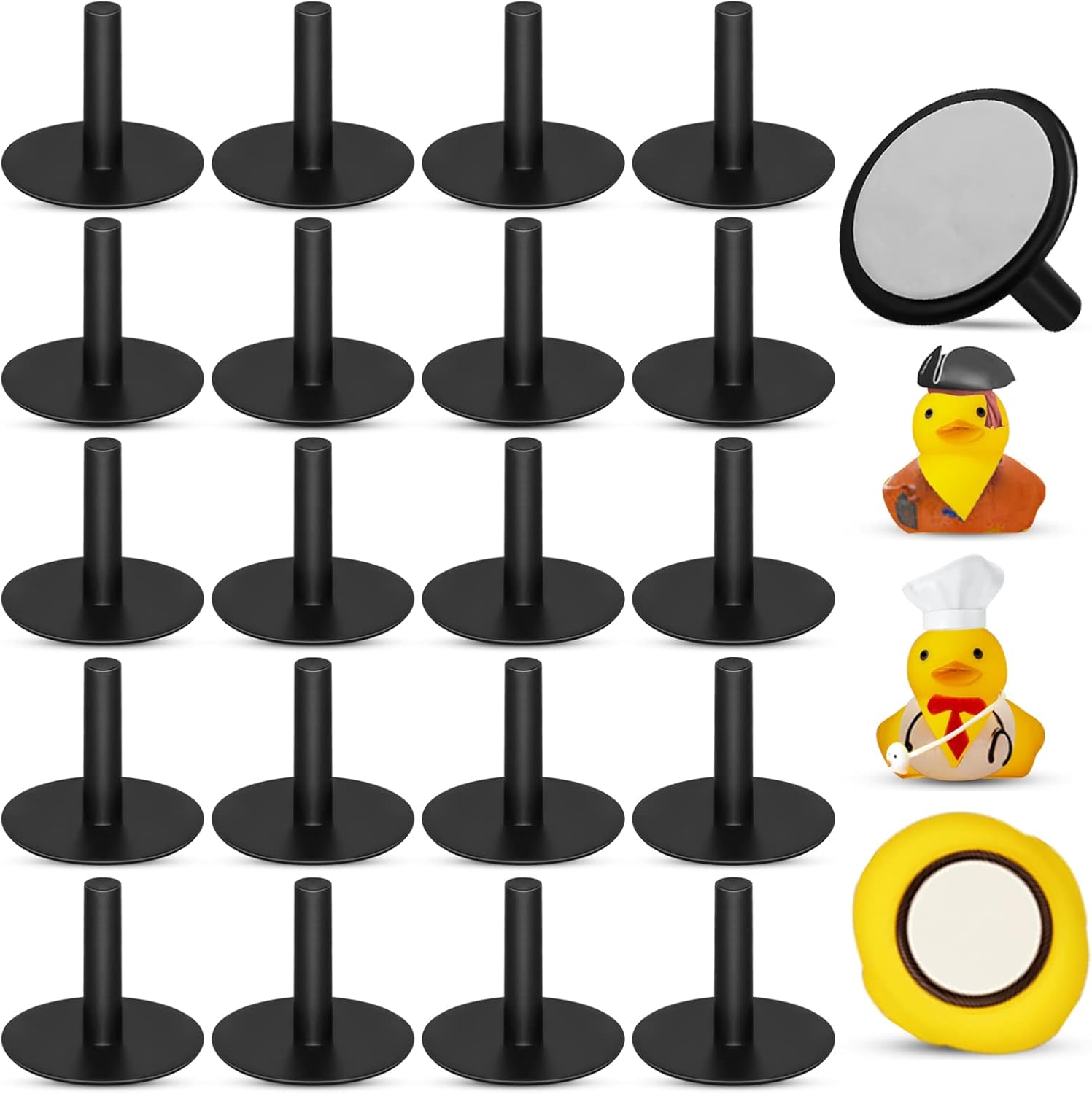 20Pcs Plastic Duck Holder Car, Rubber Duck Plug Ducks Display Fixed Mount Duck Holder, Self-Adhesive Duck Holder for Car, Gift for Car Lover, Black Rubber Ducks Not Included