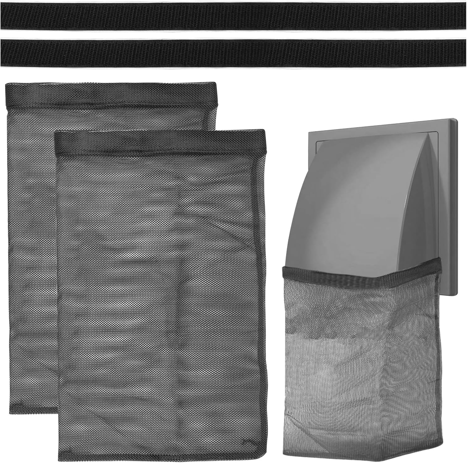 2Pcs Dryer Vent Lint Bags Lint Traps, Dryer Lint Trap Dryer Lint Catcher Lint Bag for Outdoor Dryer Vent, 15.35 X 9.84 Inch Exterior Dryer Vent Cover Capturing Lint and Dust for House Black