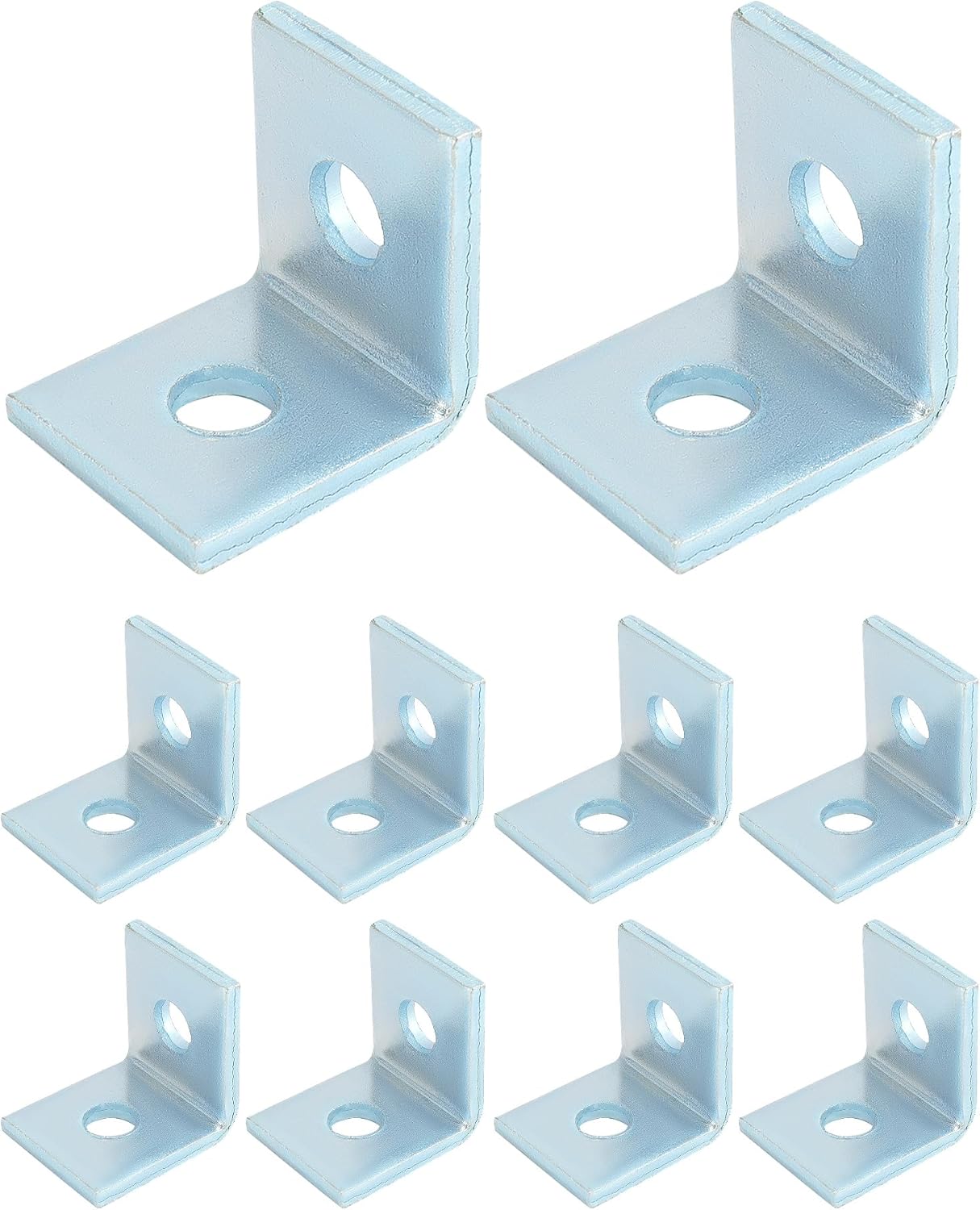 10-Pack Heavy Duty L-Shaped Connector Brackets - 2 Hole, Compatible with All 1-5/8" Strut Channels, 1/2" Bolt Hole, 90 Degree Angle, Electrogalvanized Carbon Steel