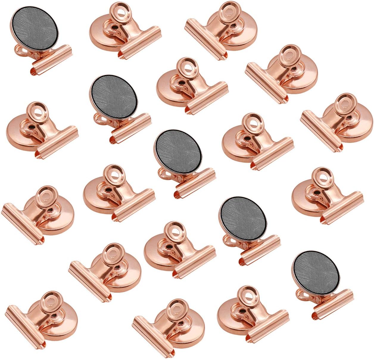 Fridge Magnetic Clips Round - 20 Pack Strong Metal Refrigerator Magnet Clip 30mm Wide Scratch-Free for Whiteboard School Teaching Office Kitchen Use Rose Gold