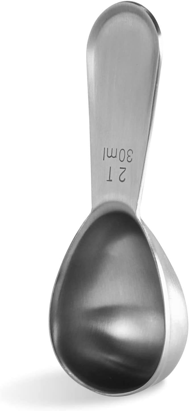 Coffee Scoop: 18/8 Stainless Steel Measuring Coffee Scoop 2 tablespoon, Short Handled Measure Scooper for Ground Coffee, Bean in Canister Silver, 2Tbsp/30ml