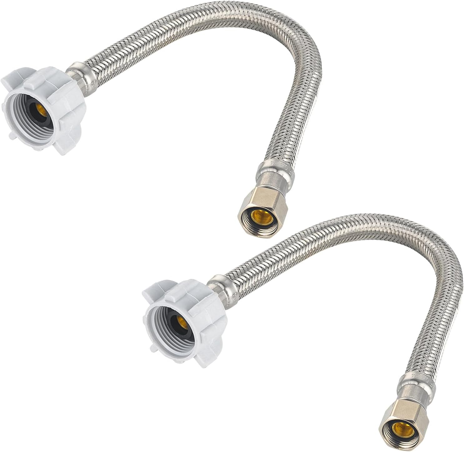2-Pack 12-inch Toilet Water Supply Connector Line Braided Stainless Steel Hose, 7/8 Female Ballcock Thread x 3/8" COMP, HOSE049