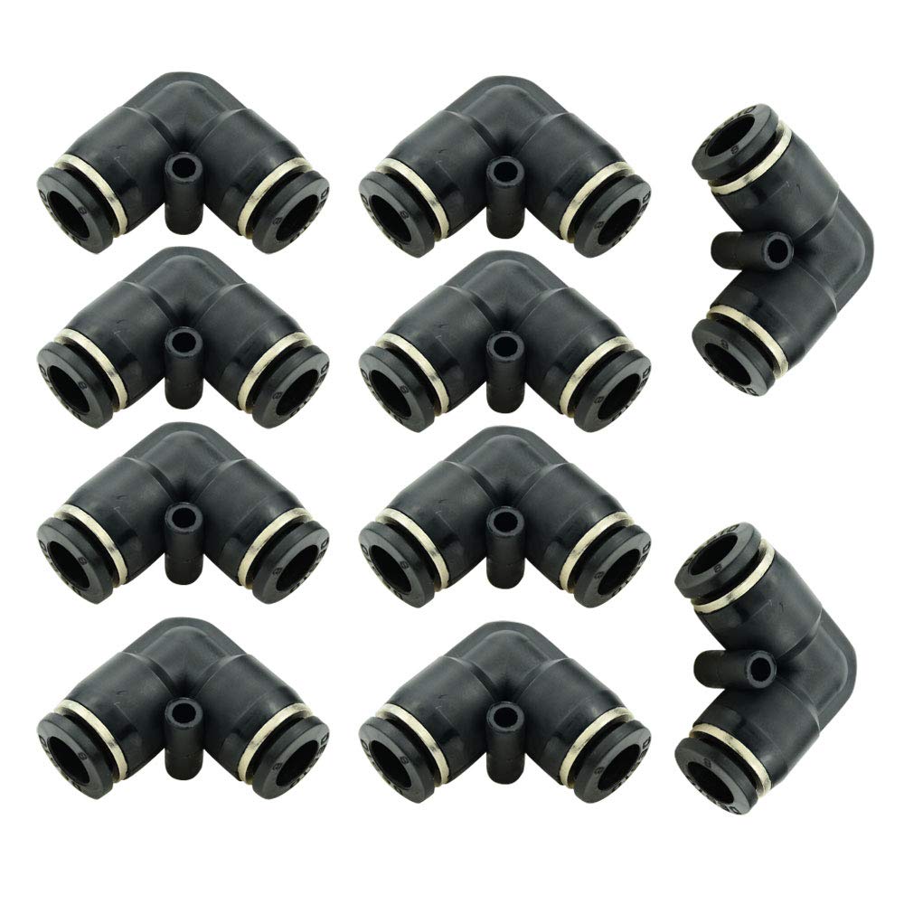 Push to Connect Fitting Elbow, 8mm x 8mm Tube OD Pneumatic 90° Degree Adapter Push in Fitting for Air Compressor Pack of 10