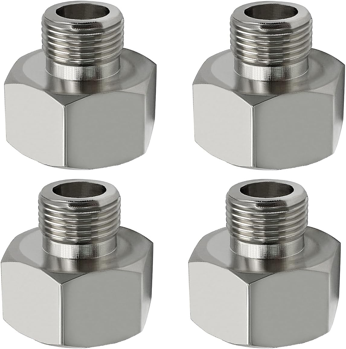 Brass Water Line Adapter 1/2" Female to 3/8" Male Reducer Hose Pipe Compression Fitting Kitchen Bathroom Faucet Supply Hose, Stop Valve Adapter, Pipe Connector With Rubber Washer Pack of 4