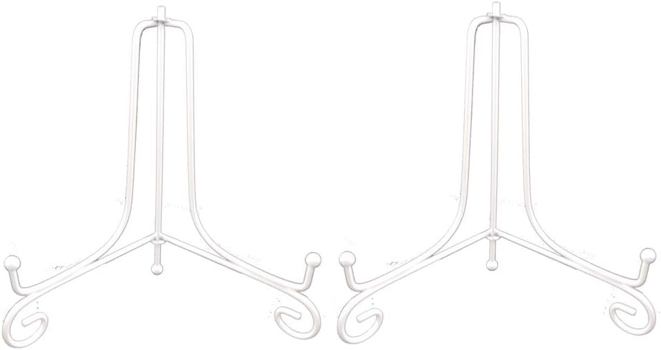 2 pack 10" Iron Large Plate Stand, White Iron Easel Plate Display Photo Holder Stand, Displays Picture Frames, Cookbooks, Decorative Plates, Tablets and Art