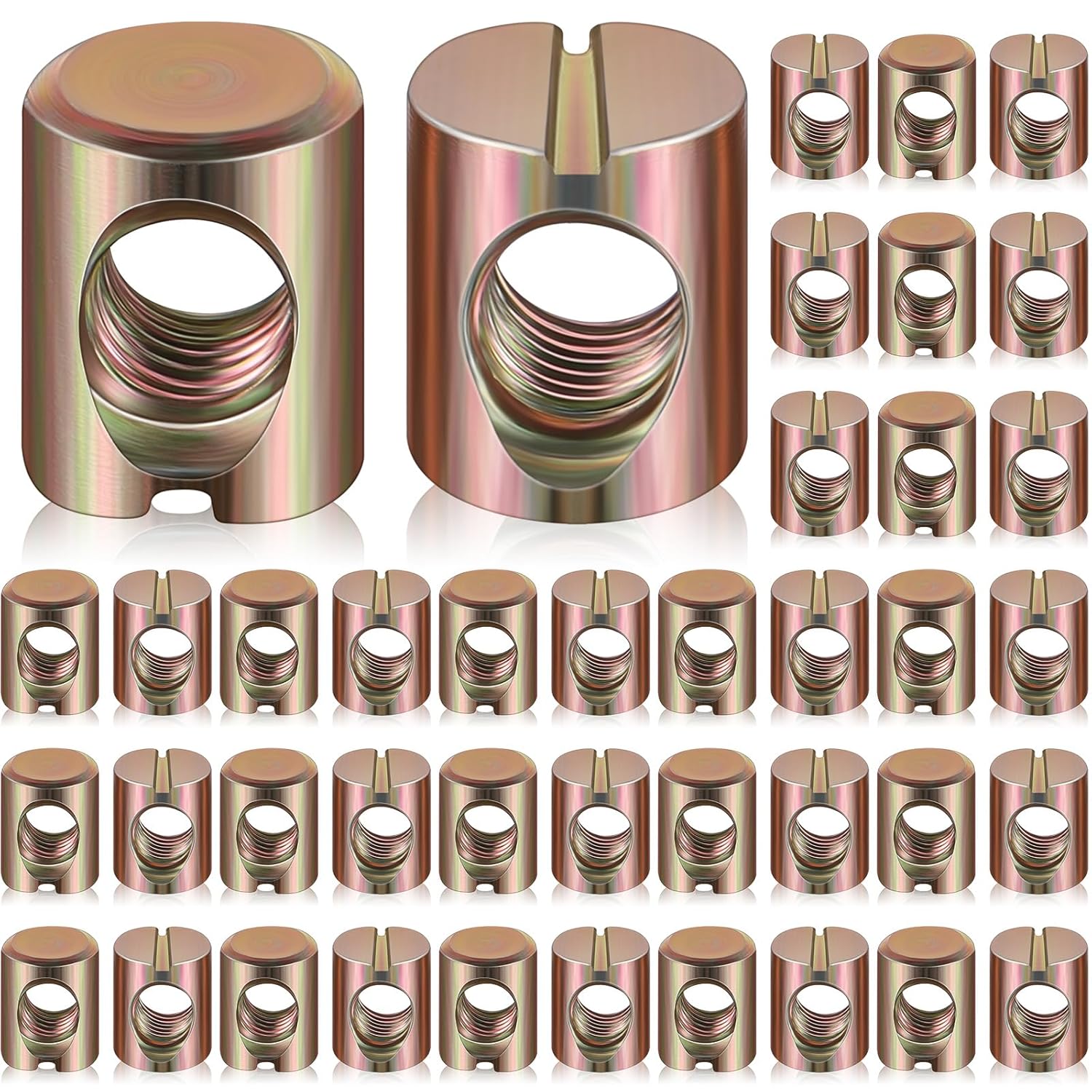 50 Pcs Metric M6 Barrel Nuts Cross Dowels Slotted Nuts Bunk Bed Replacement Hardware Headboard Hardware Kit for Baby Bed Crib Chairs Furniture M6 x 10 mm x 13 mm Gold