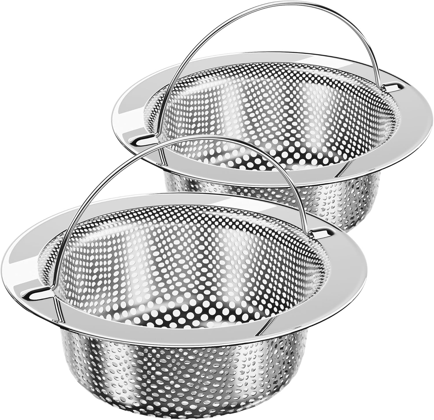 Kitchen Sink Strainer, Stainless Steel Sink Drain Strainer, Dishwasher Safe, 2 Pack