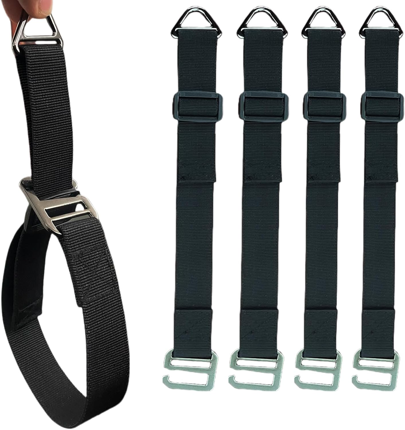 One Hand Operation-1s Tighten by Gravity-Adjustable Extension Cord Organizer Holder Heavy Duty Storage Straps with Triangle Buckle Extension Cord Wall Organizers for Garage and Shed Storage 4Pcs